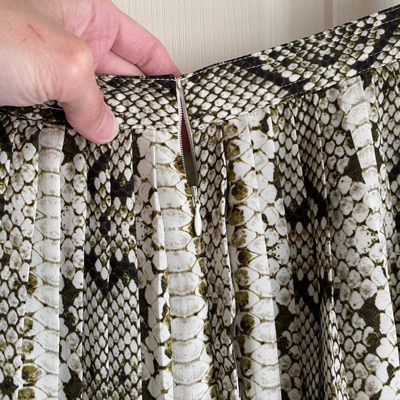 J. Crew Python Snake Print Pleated Midi Skirt - Picture 6 of 11